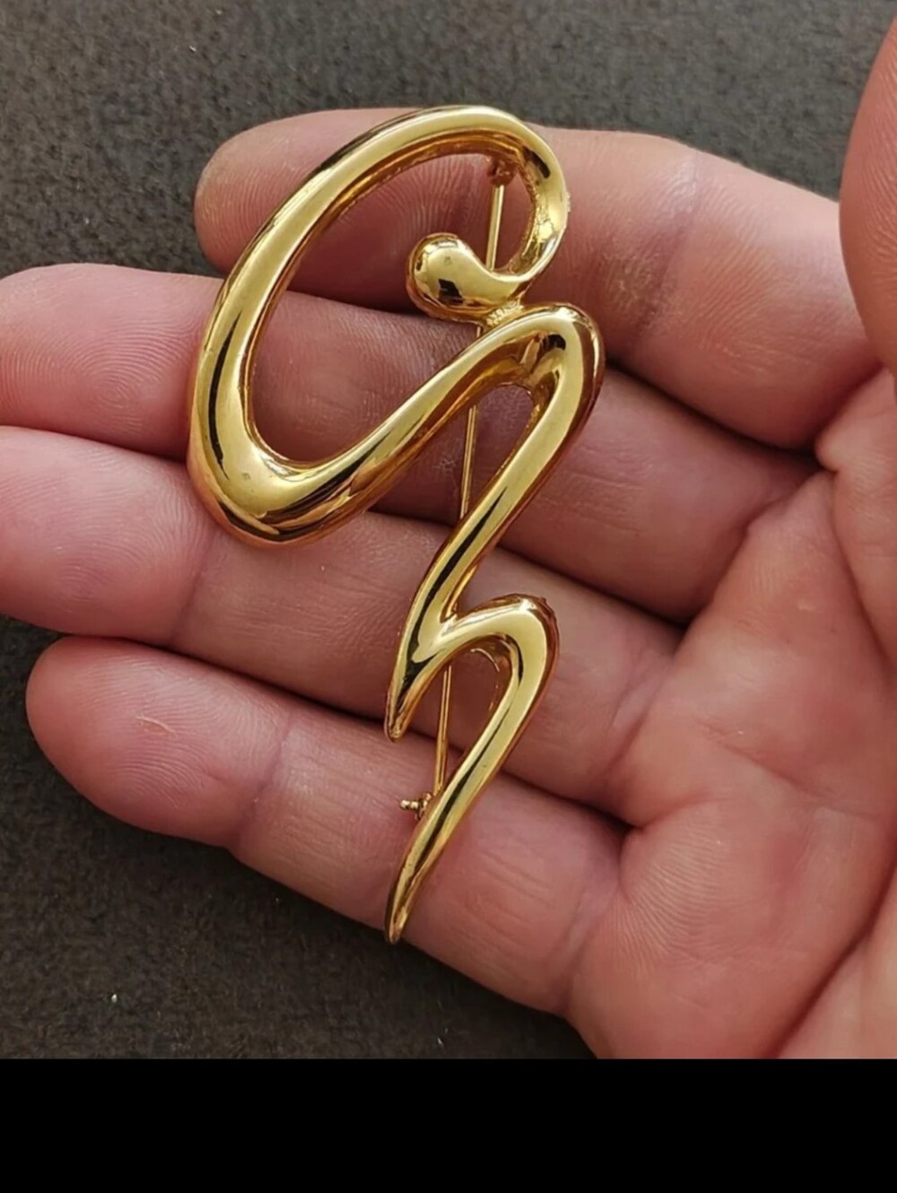 Elegant 1980s Abstract Modernist Scribble Brooch.